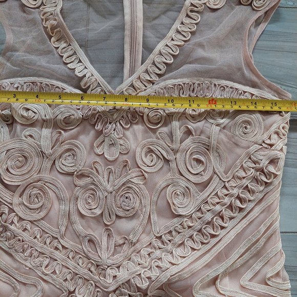 JS Collection Women's Embroidered Midi Sheath Dress, Rosegold, Size 8 - Picture 7 of 10